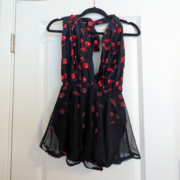 Emily The Strange x Unique Vintage Cherry Cats Skirted Wendy Swimsuit - Picture 3 of 10